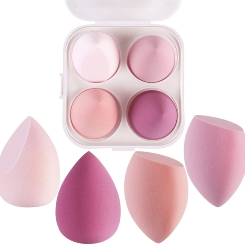 NEW 4 Piece Makeup Sponge‎ Set - Pink